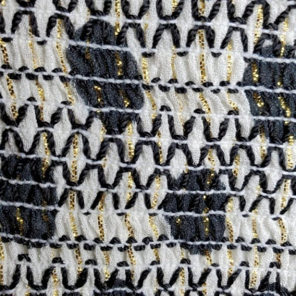 Anthropologie Rocco sand polka dot mini off shoulder smocked dress  black white - Picture 8 of 13